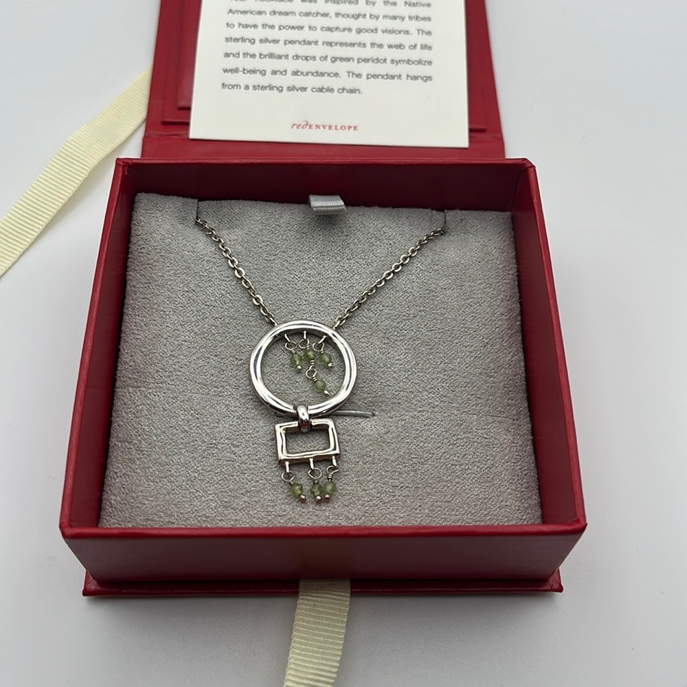 Sterling Silver and peridot dream catcher necklace.